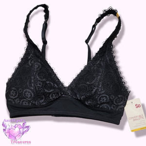 NWT So Womens S Bralette Convertible Soft Lace Triangle Padded Wireless